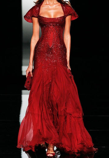 Sheath Strapless Burgundy Floor-length Chiffon Long Evening Dress Prom Dresses SD2059 HZ0628